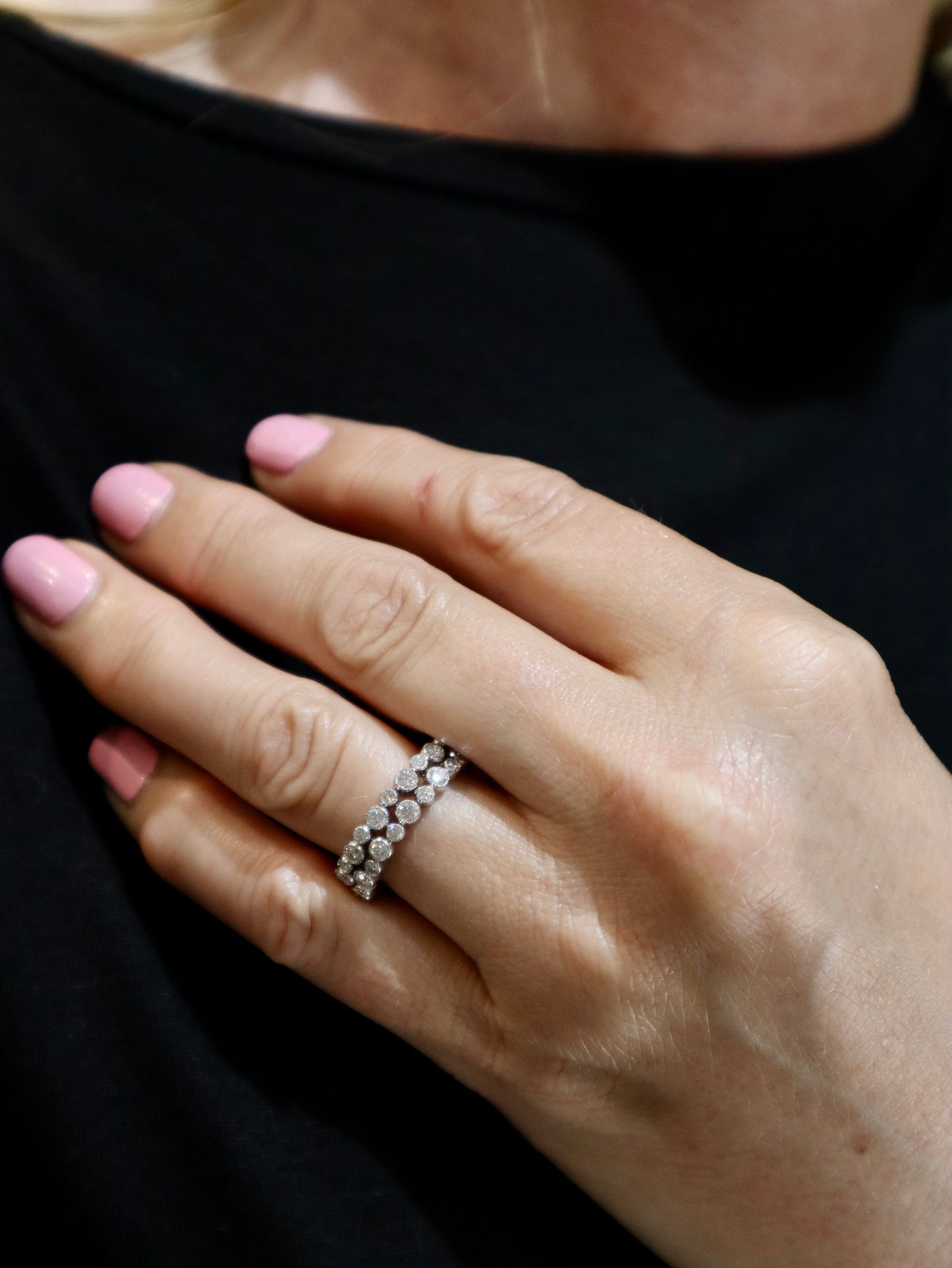 18ct White Gold Double Row Diamond Eternity Ring