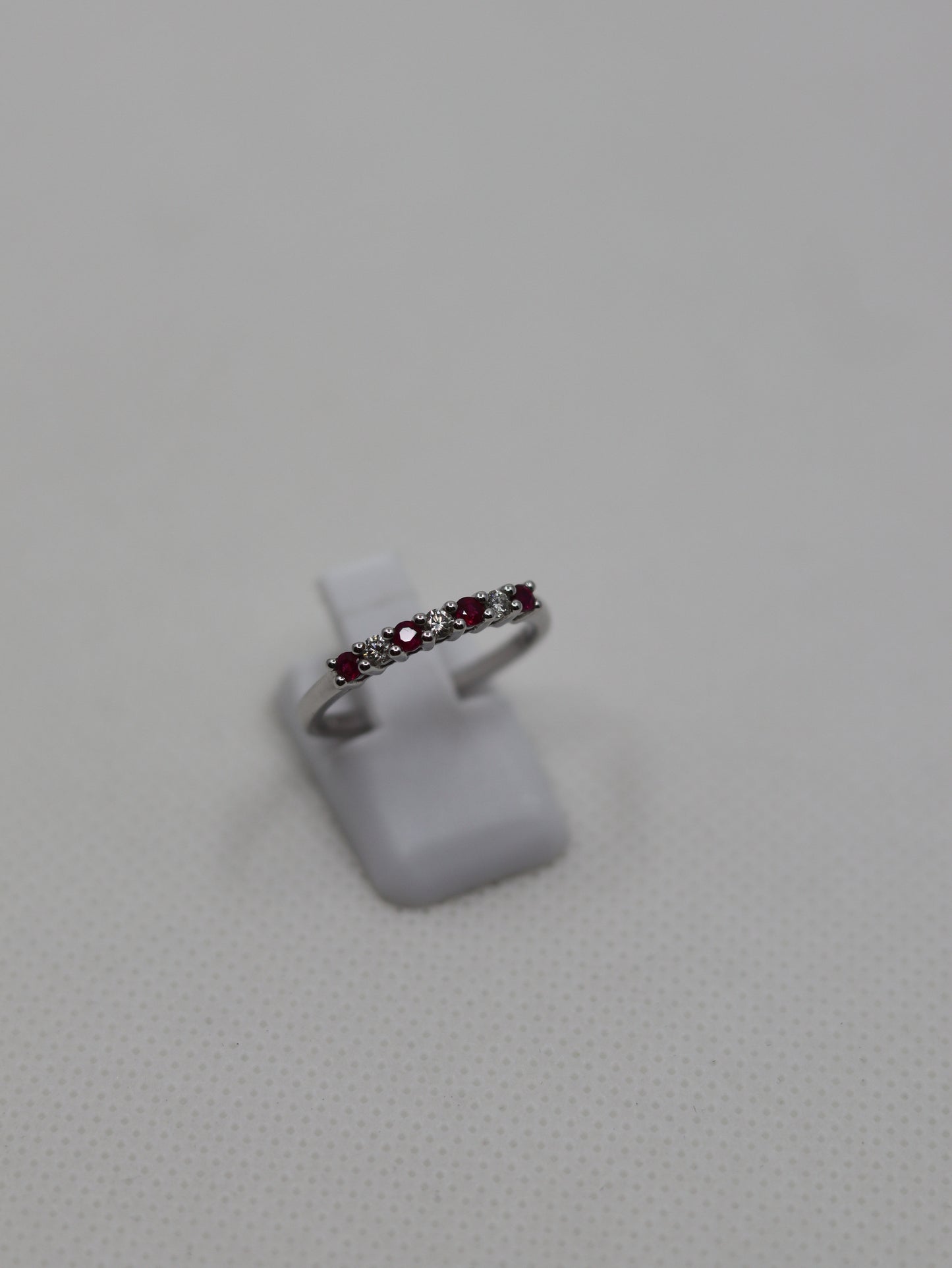 9ct White Gold 7 Stone Ruby and Diamond Eternity Ring