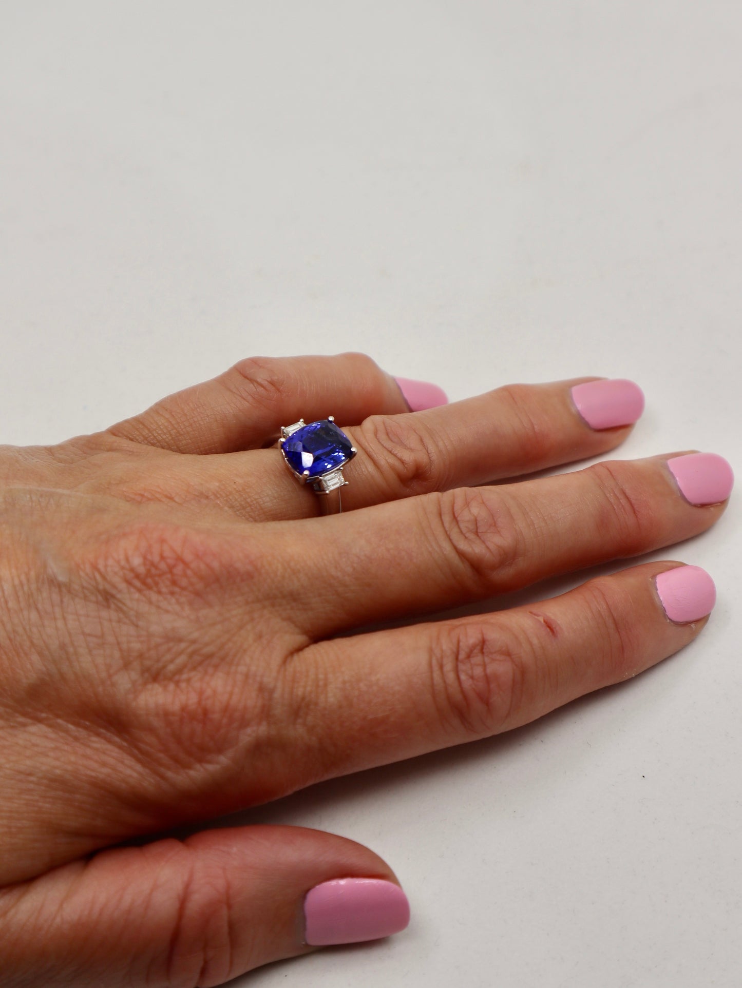 18ct White Gold Tanzanite and Diamond Ring