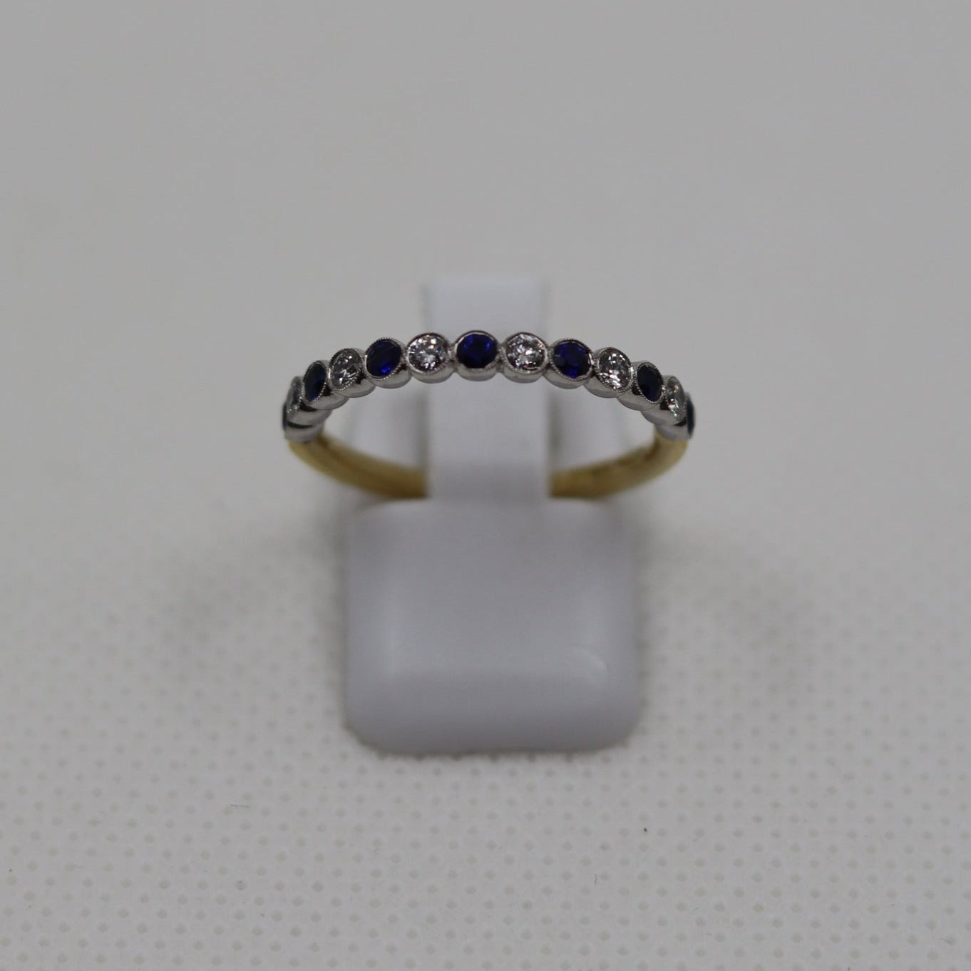 18ct Yellow Gold 13 Stone Sapphire and Diamond Eternity Ring