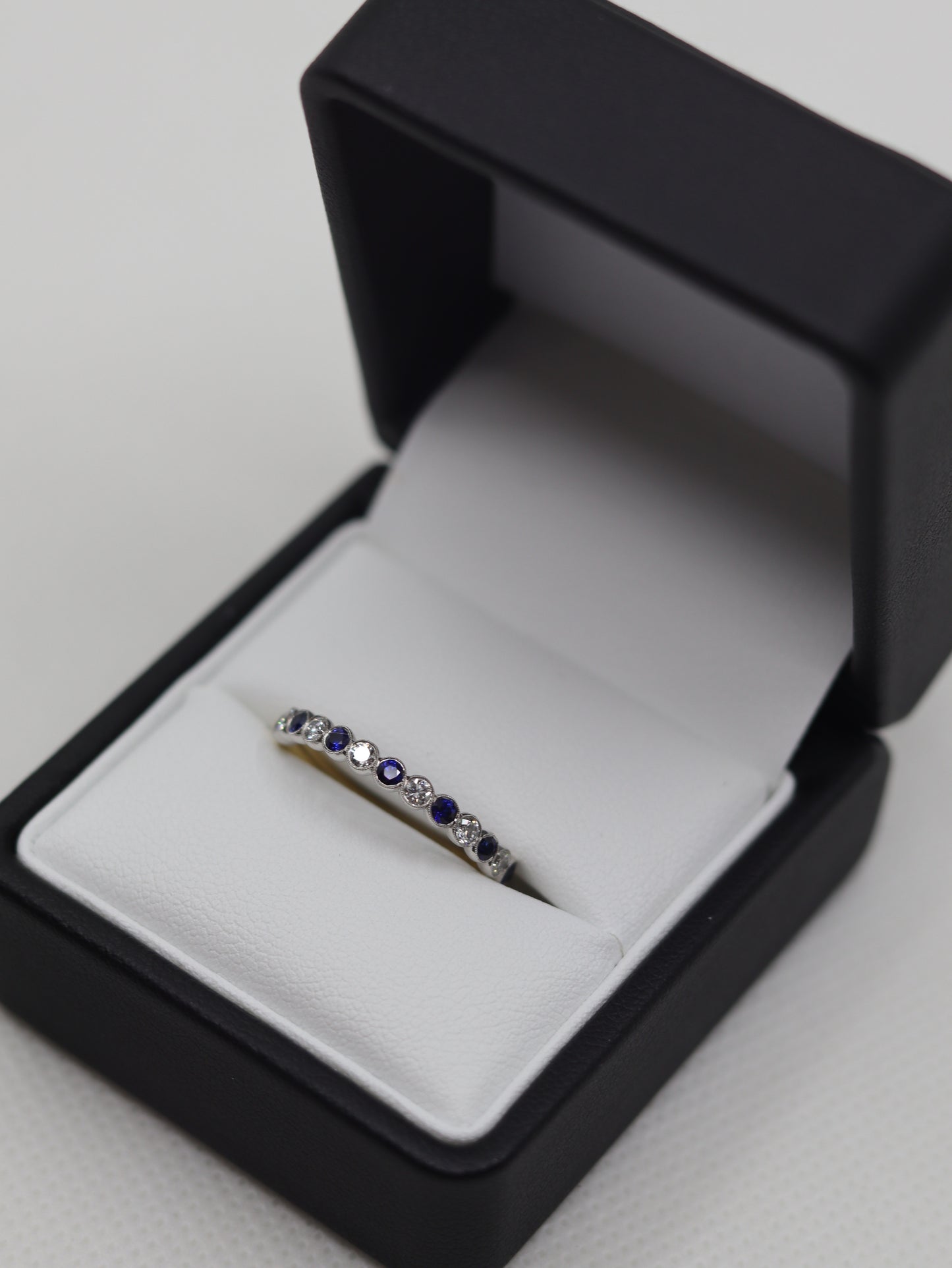 18ct Yellow Gold 13 Stone Sapphire and Diamond Eternity Ring