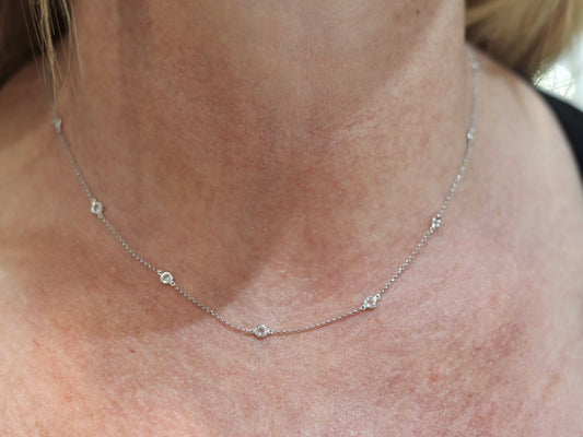 18ct White Gold Diamond Set Trace Chain