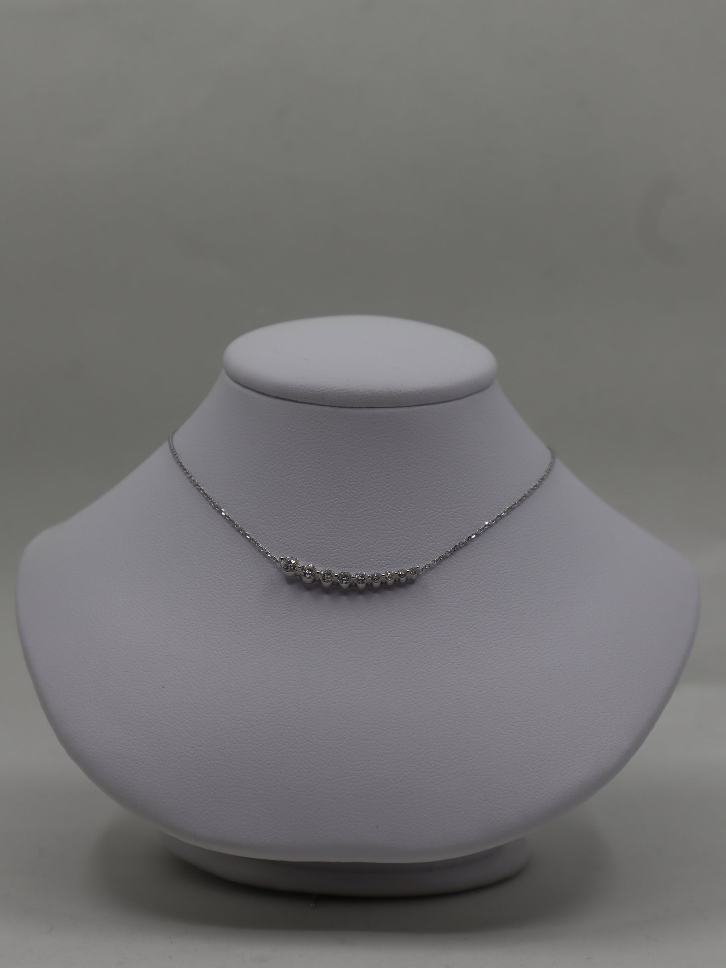 18ct White Gold Diamond Bar Necklet and Chain