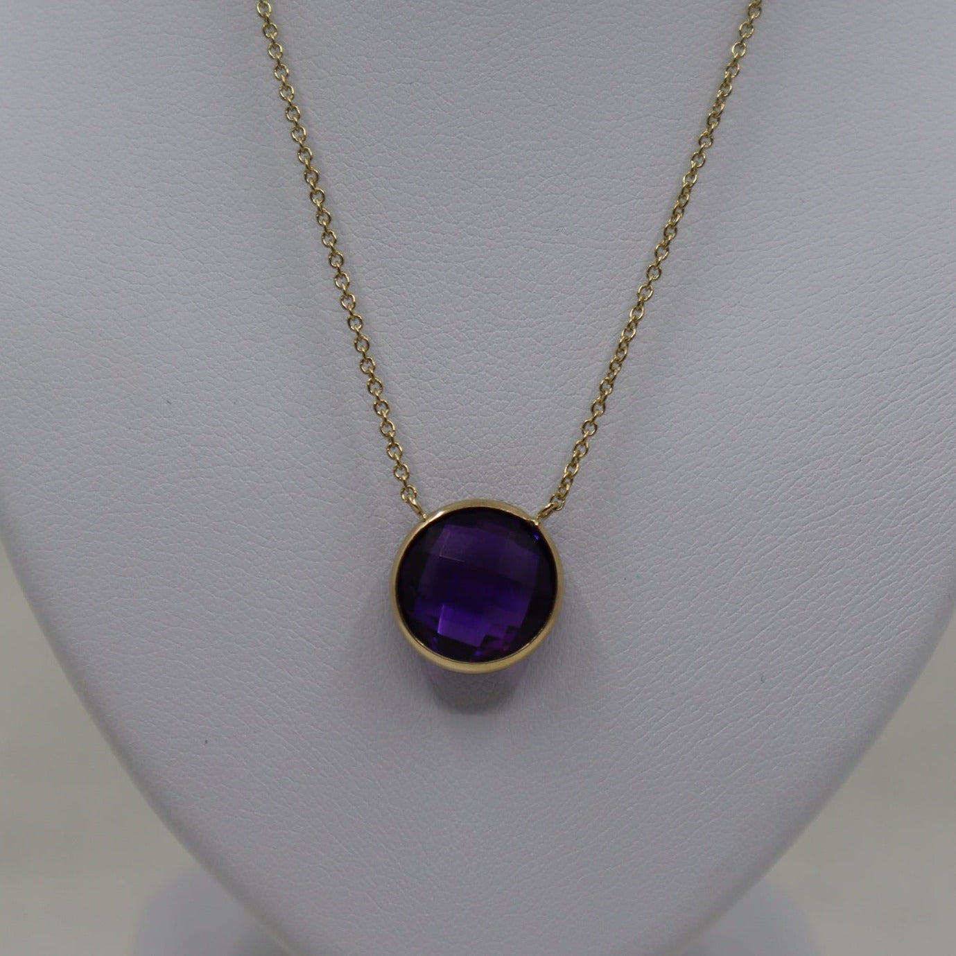 9ct Yellow Chequerboard Amethyst Pendant