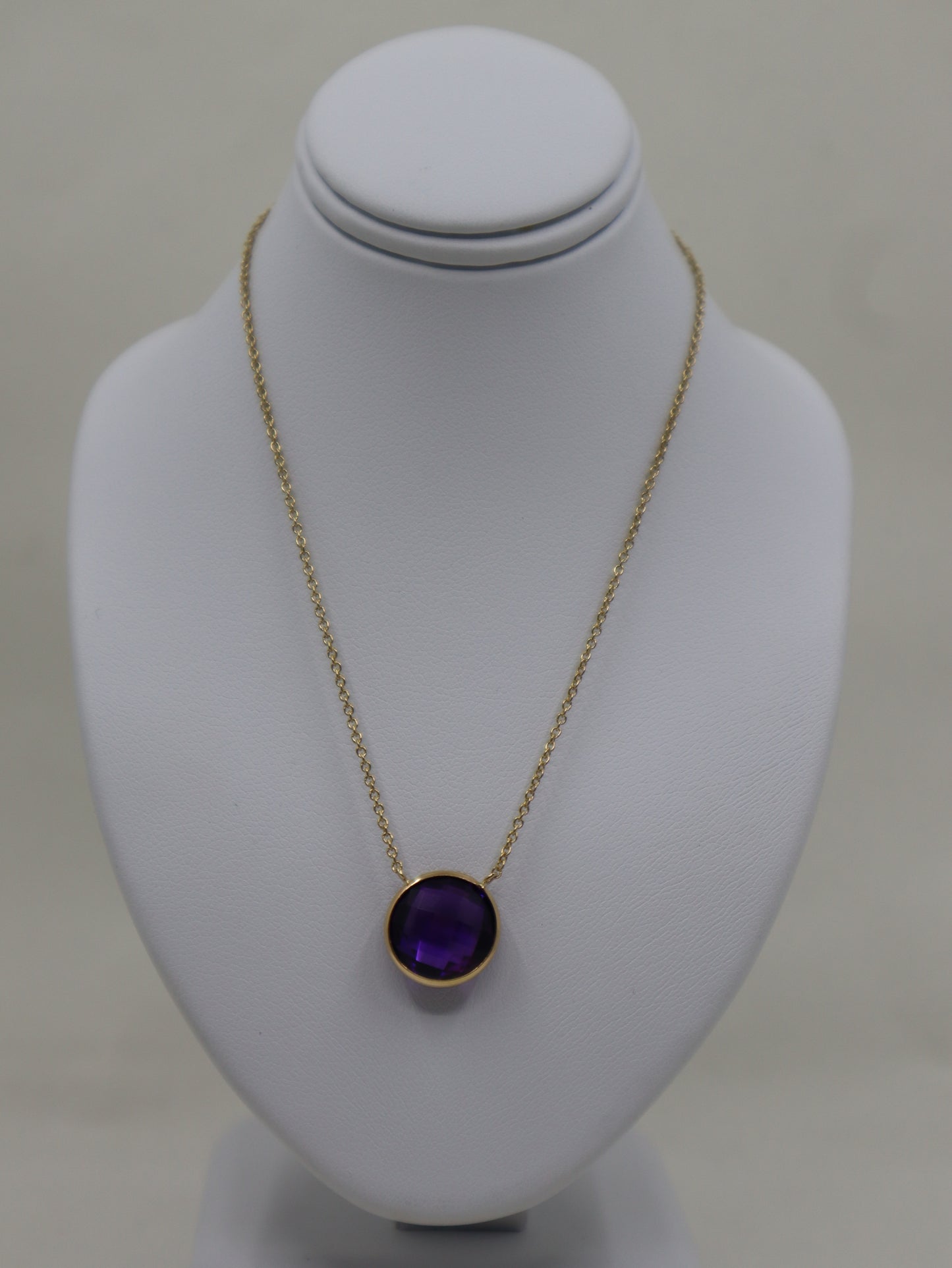 9ct Yellow Chequerboard Amethyst Pendant