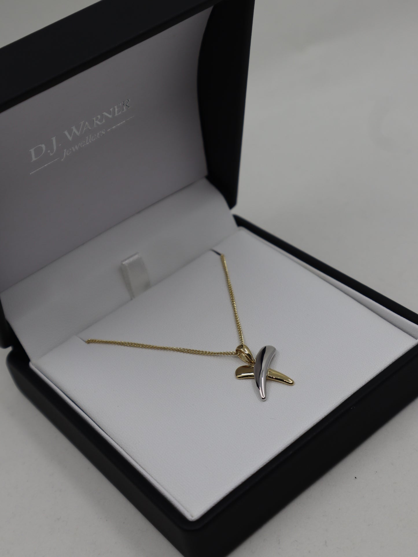 9ct Yellow and White Kiss Pendant and Chain