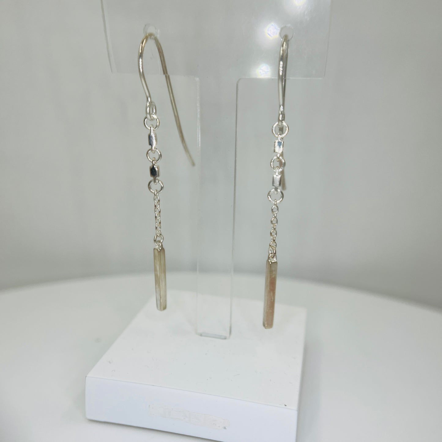 Silver Dot Dash Bar Earrings