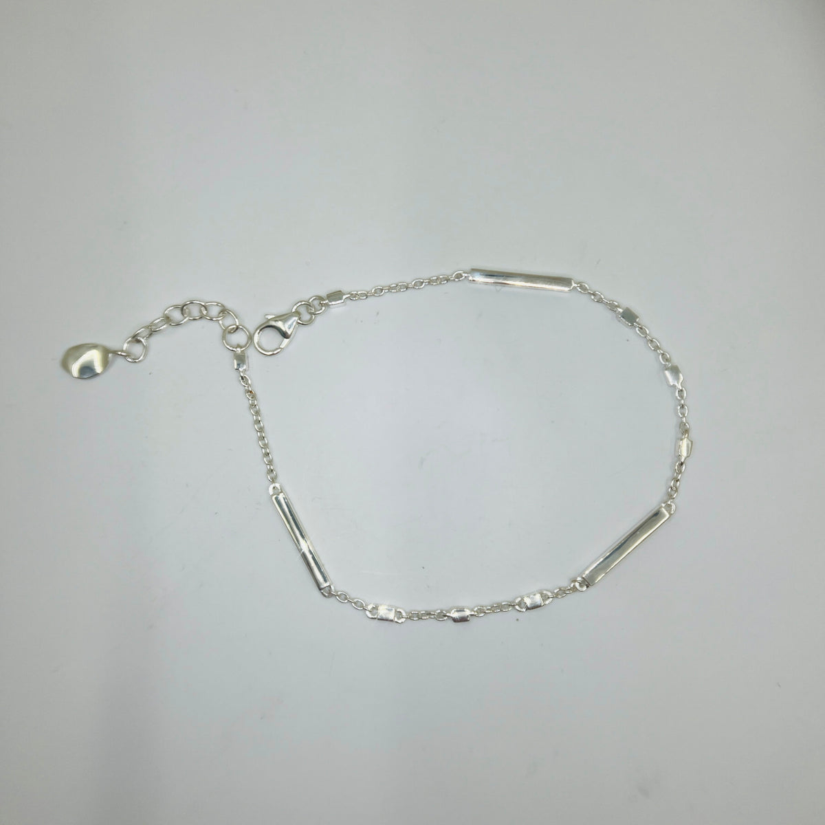Silver Dot Dash Bar Link Bracelet