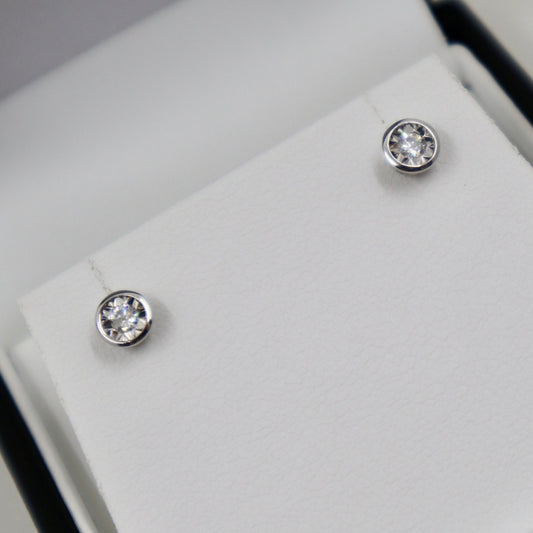 9ct White Gold Diamond Solitaire Stud Earrings
