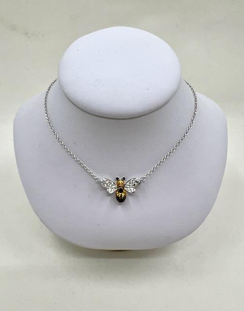 18ct White Gold Bee Pendant and Chain