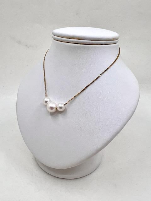 9ct Yellow Gold Triple Pearl Necklace