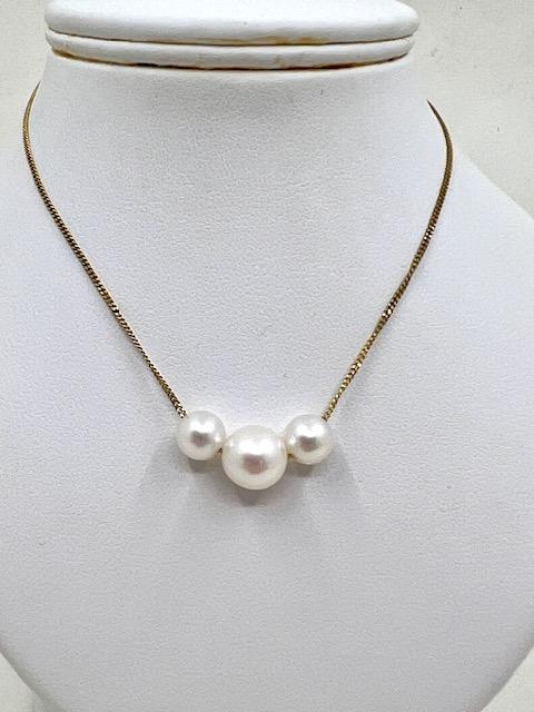 9ct Yellow Gold Triple Pearl Necklace