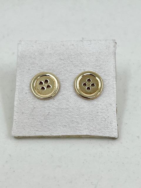 9ct Yellow Gold Button Stud Earrings