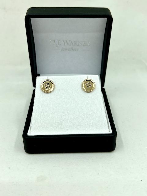9ct Yellow Gold Button Stud Earrings