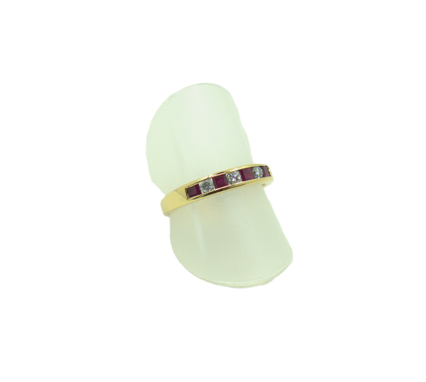 18ct Yellow Channel Set Ruby and Diamond Eternity Ring