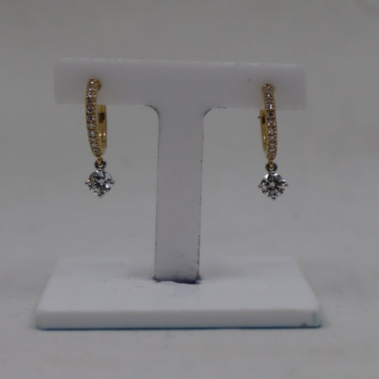 18ct Yellow Gold Diamond Set Hoop and Drop Earrings