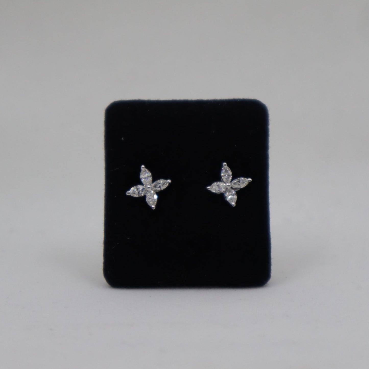 18ct White Gold Diamond Cross Stud Earrings
