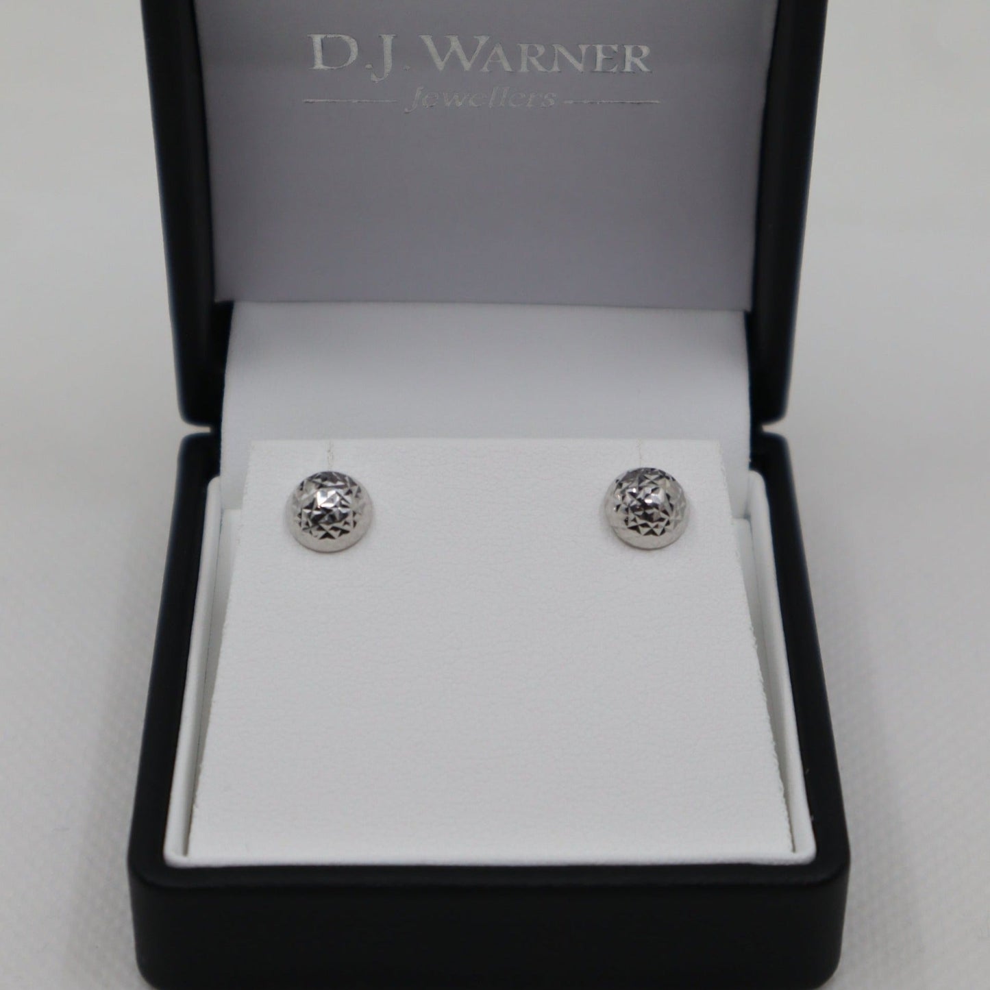 9ct White Dome Stud Earrings