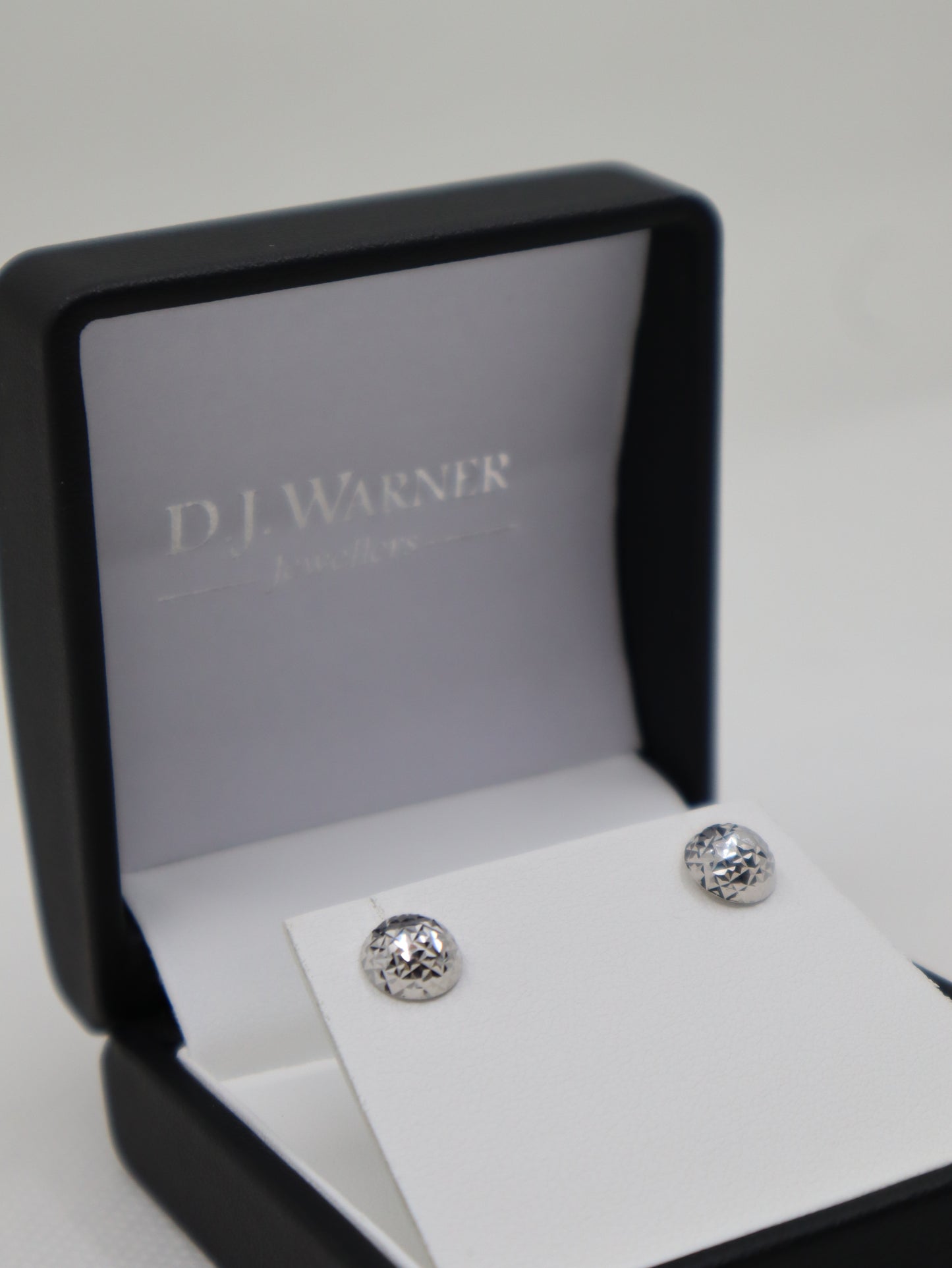 9ct White Dome Stud Earrings