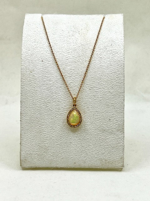 18ct Gold Opal and Diamond Pendant