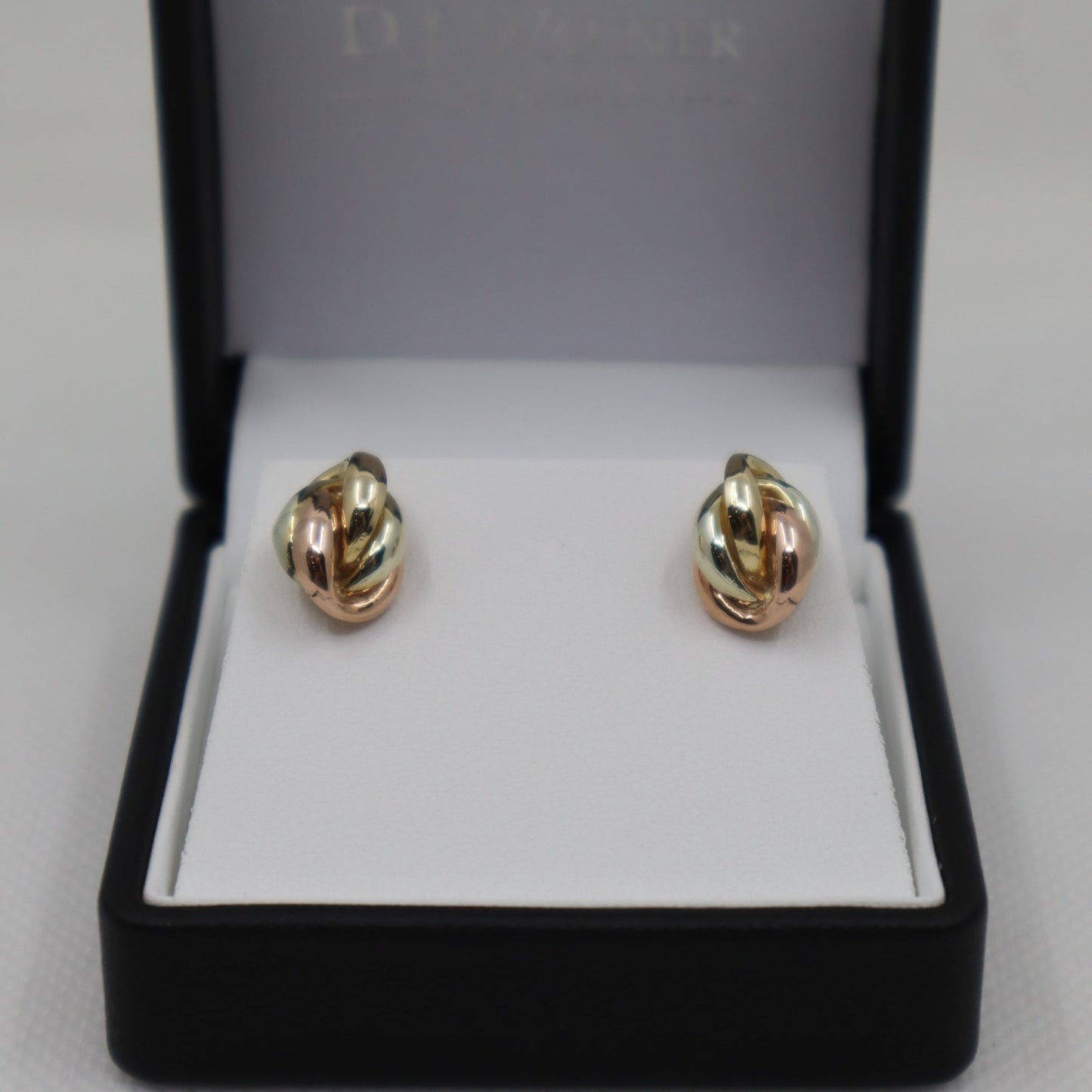 9ct Yellow White and Rose Gold Stud Earrings