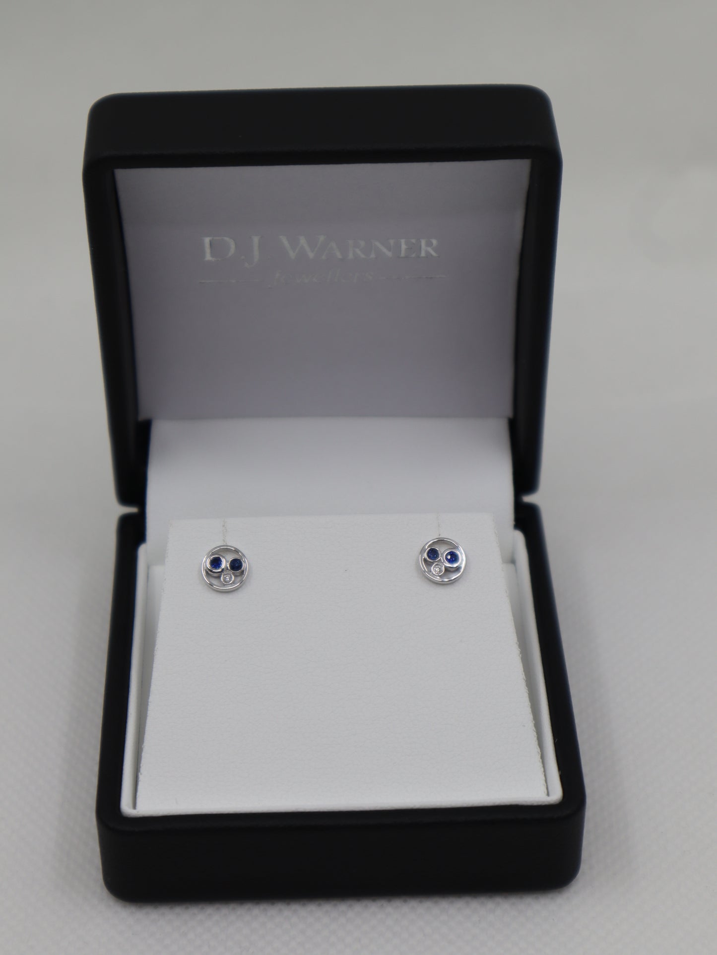 9ct White Gold Sapphire and Diamond Stud Earring
