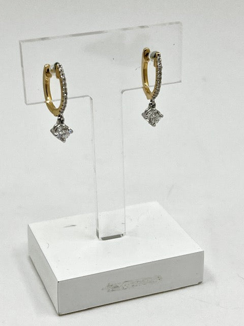 18ct Yellow Gold Diamond Set Hoop and Drop Earrings