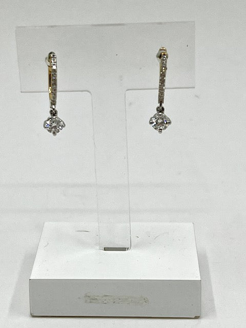 18ct Yellow Gold Diamond Set Hoop and Drop Earrings