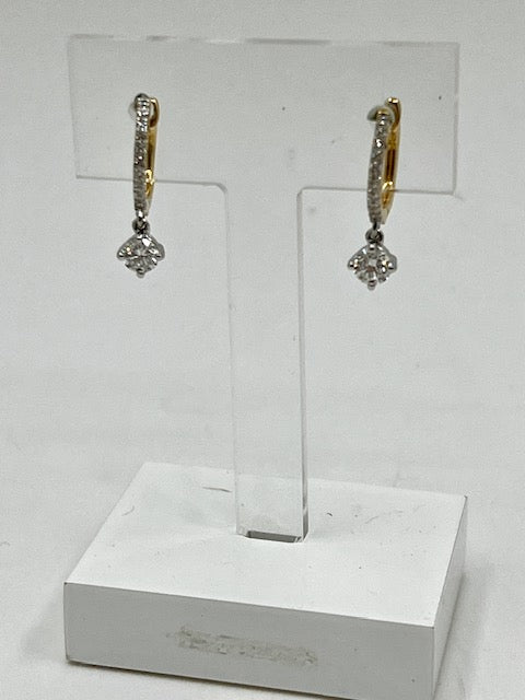 18ct Yellow Gold Diamond Set Hoop and Drop Earrings