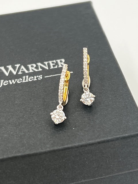 18ct Yellow Gold Diamond Set Hoop and Drop Earrings