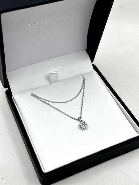 18ct White Gold Illusion Set Diamond Pendant