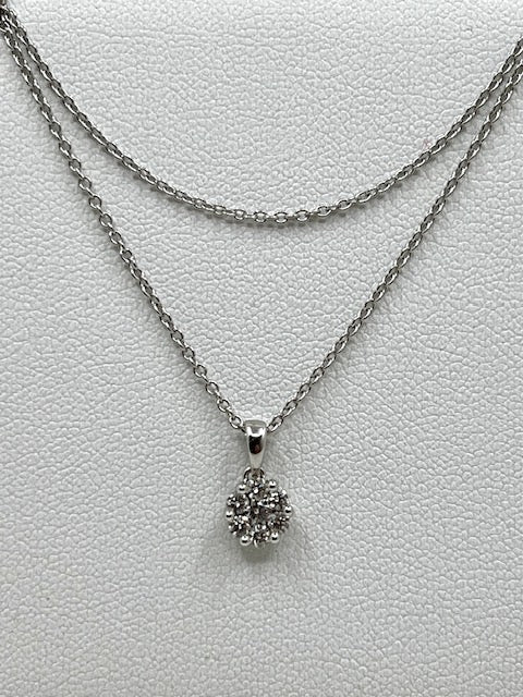 18ct White Gold Illusion Set Diamond Pendant