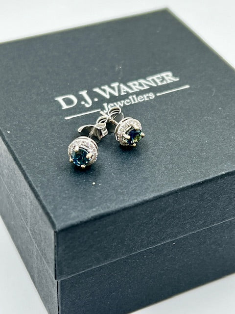 18ct White Gold Sapphire and Diamond Earrings