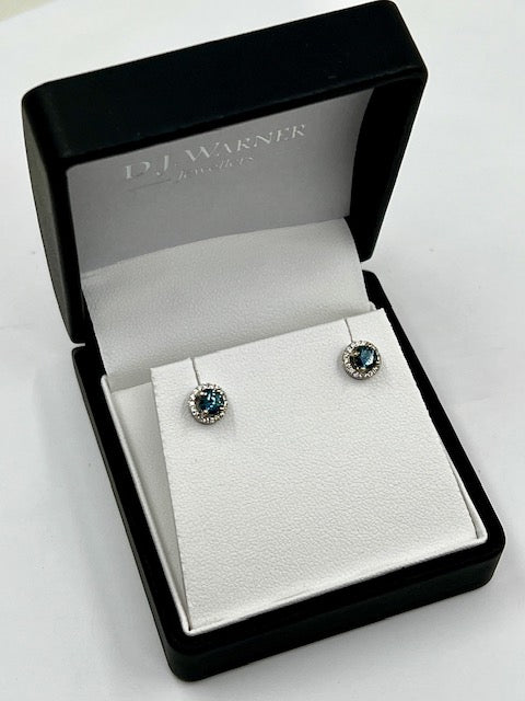 18ct White Gold Sapphire and Diamond Earrings