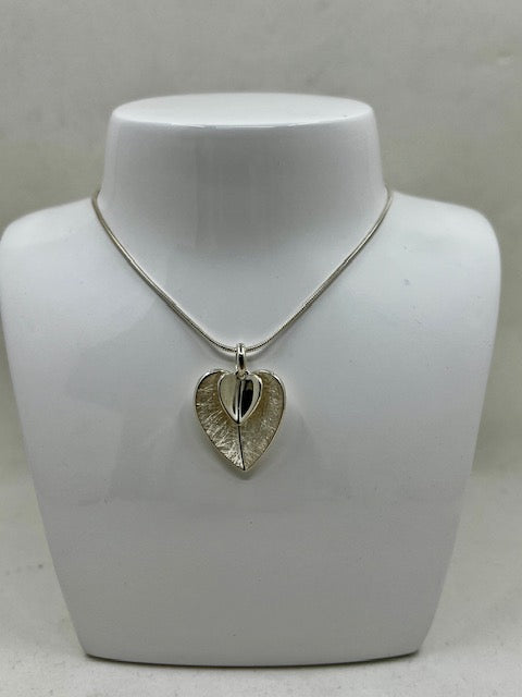 Silver Double Heart Pendant and Chain