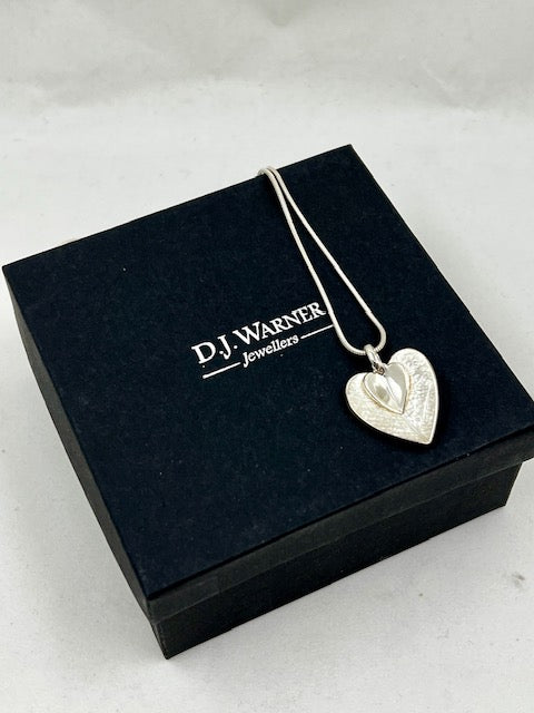 Silver Double Heart Pendant and Chain