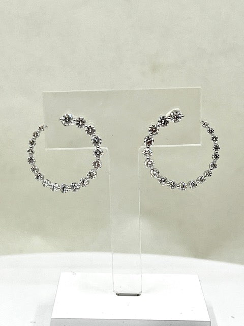 18ct White Gold Diamond Curl Earrings