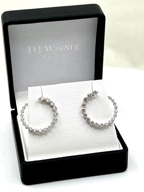 18ct White Gold Diamond Curl Earrings