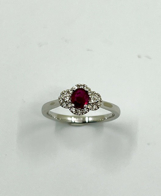 18ct White Gold Ruby and Diamond Ring