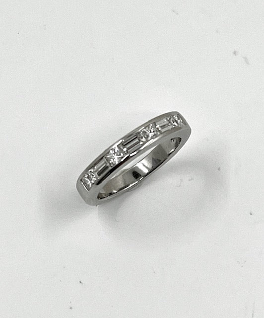 Platinum Baguette and Princess Cut Diamond Eternity Ring
