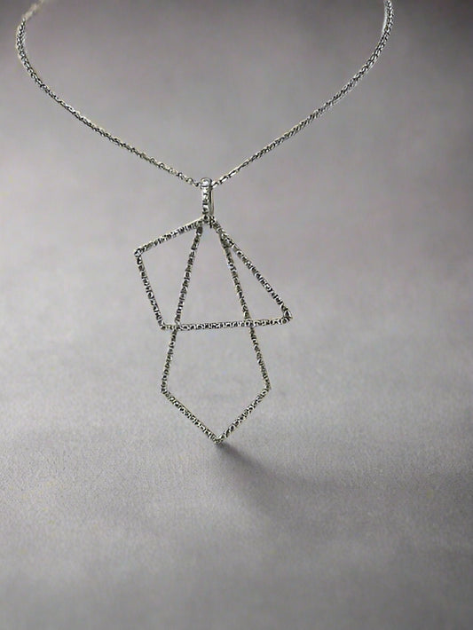 18ct White Gold Diamond Set Abstract Pendant