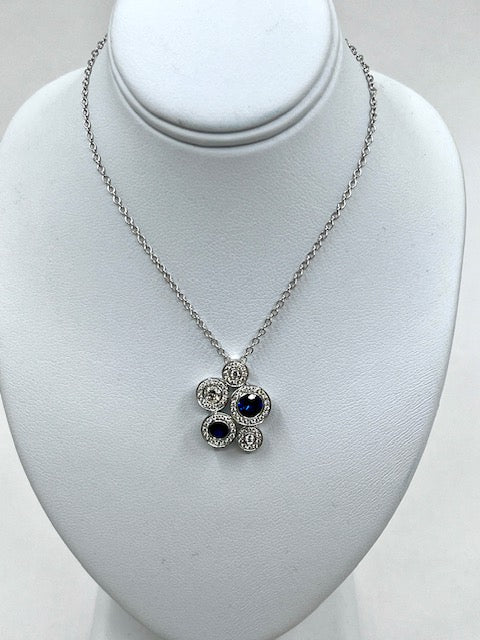 18ct White Gold Sapphire and Diamond Bubble Pendant