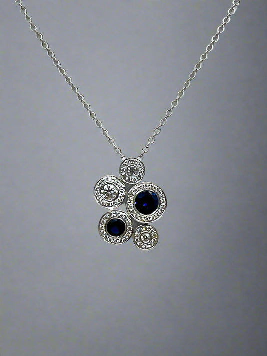 18ct White Gold Sapphire and Diamond Bubble Pendant