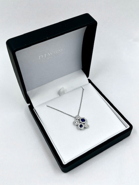18ct White Gold Sapphire and Diamond Bubble Pendant