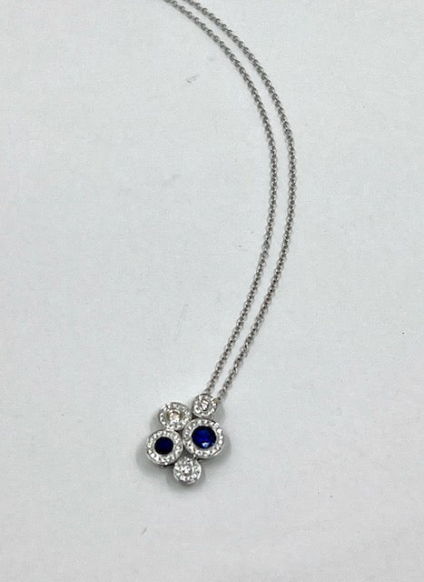 18ct White Gold Sapphire and Diamond Bubble Pendant