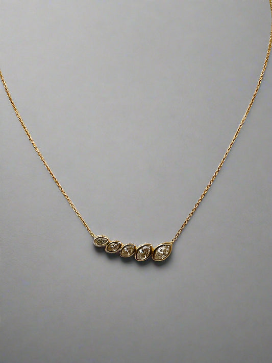 18ct Gold 5 Marquise Diamond Necklet