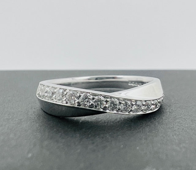 Platinum Cross Over Diamond Eternity Ring