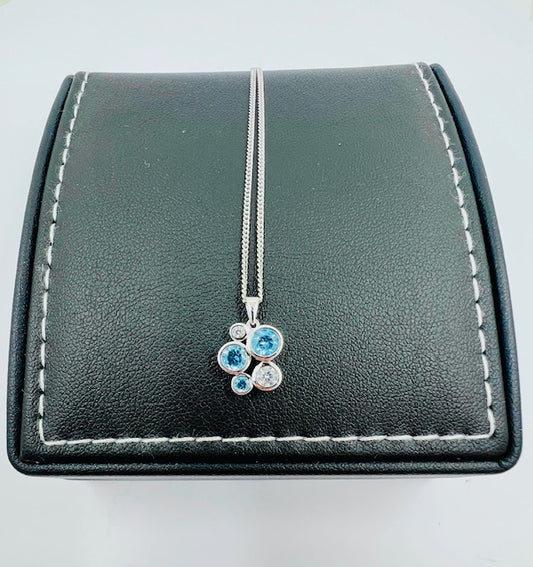 Silver Topaz and Cz Bubble Pendant