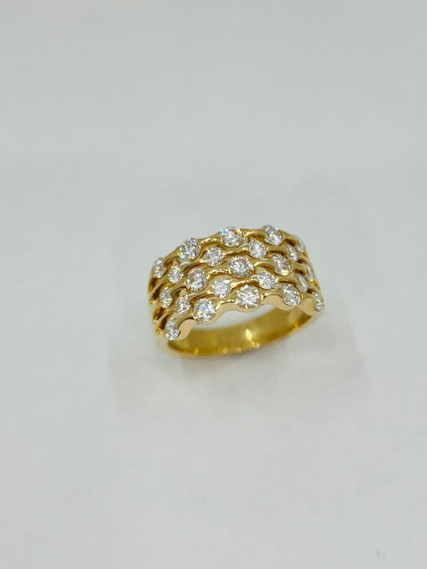 18ct Yellow Gold 5 Row Diamond Ring