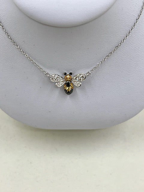 18ct White Gold Bee Pendant and Chain